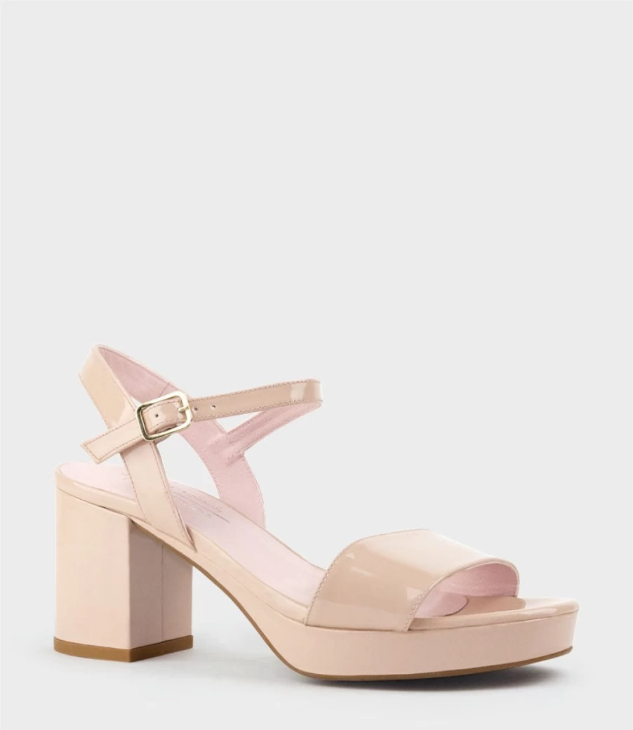 Edward Meller Women's Sylas75 Nude Patent Leather Platform Sandals