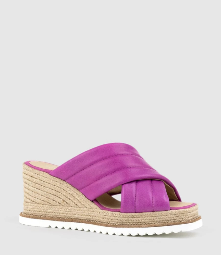 Edward Meller Women's Morgan Quilted Magenta Crossover Espadrille Flats