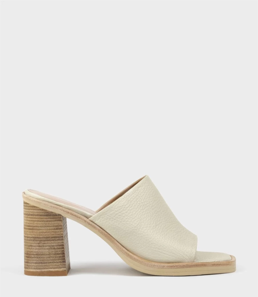 Edward Meller Women's Inaya90 Block Heel Slide Sandals in Off-White
