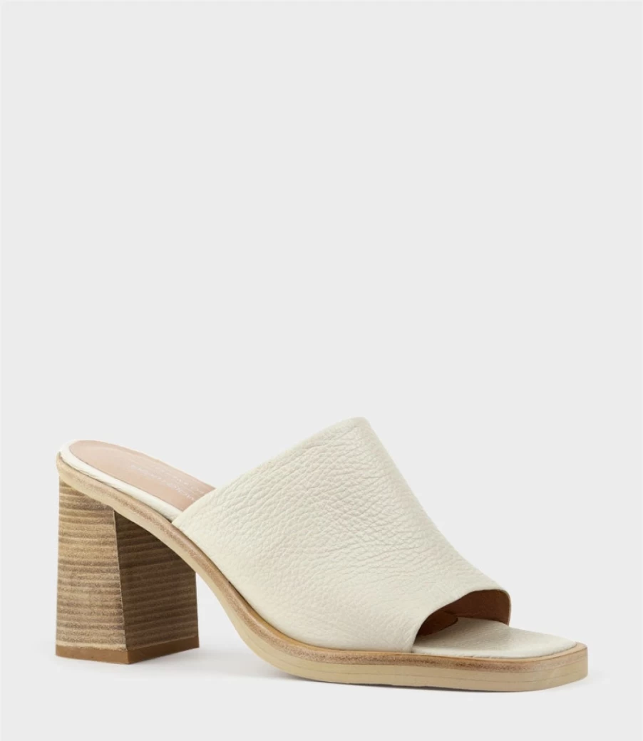 Edward Meller Women's Inaya90 Block Heel Slide Sandals in Off-White