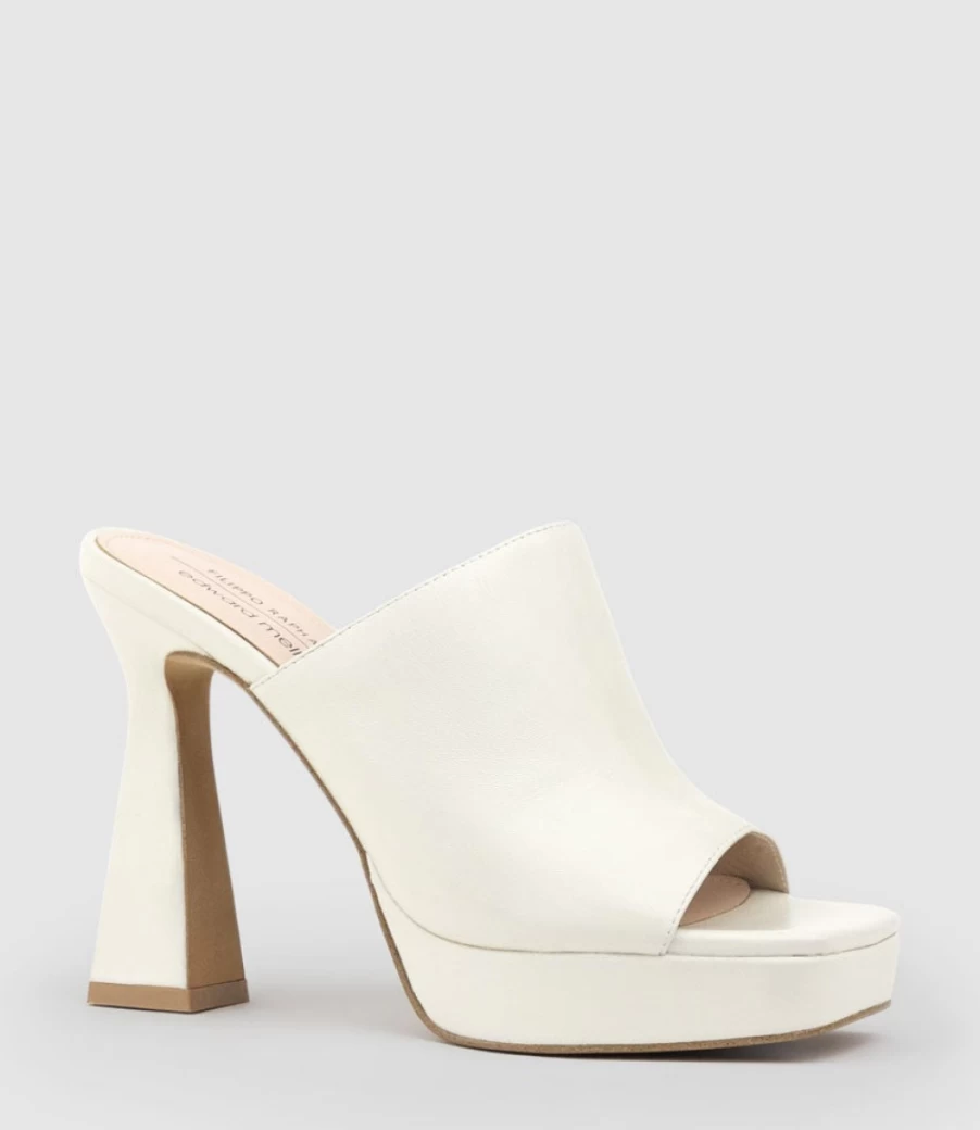 Edward Meller Women's Isha110 Platform Slide Sandals in Offwhite