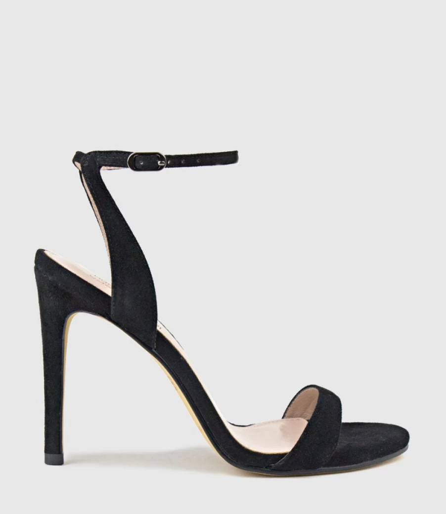 Edward Meller Women's Wisp100 Single Strap Black Suede Sandals