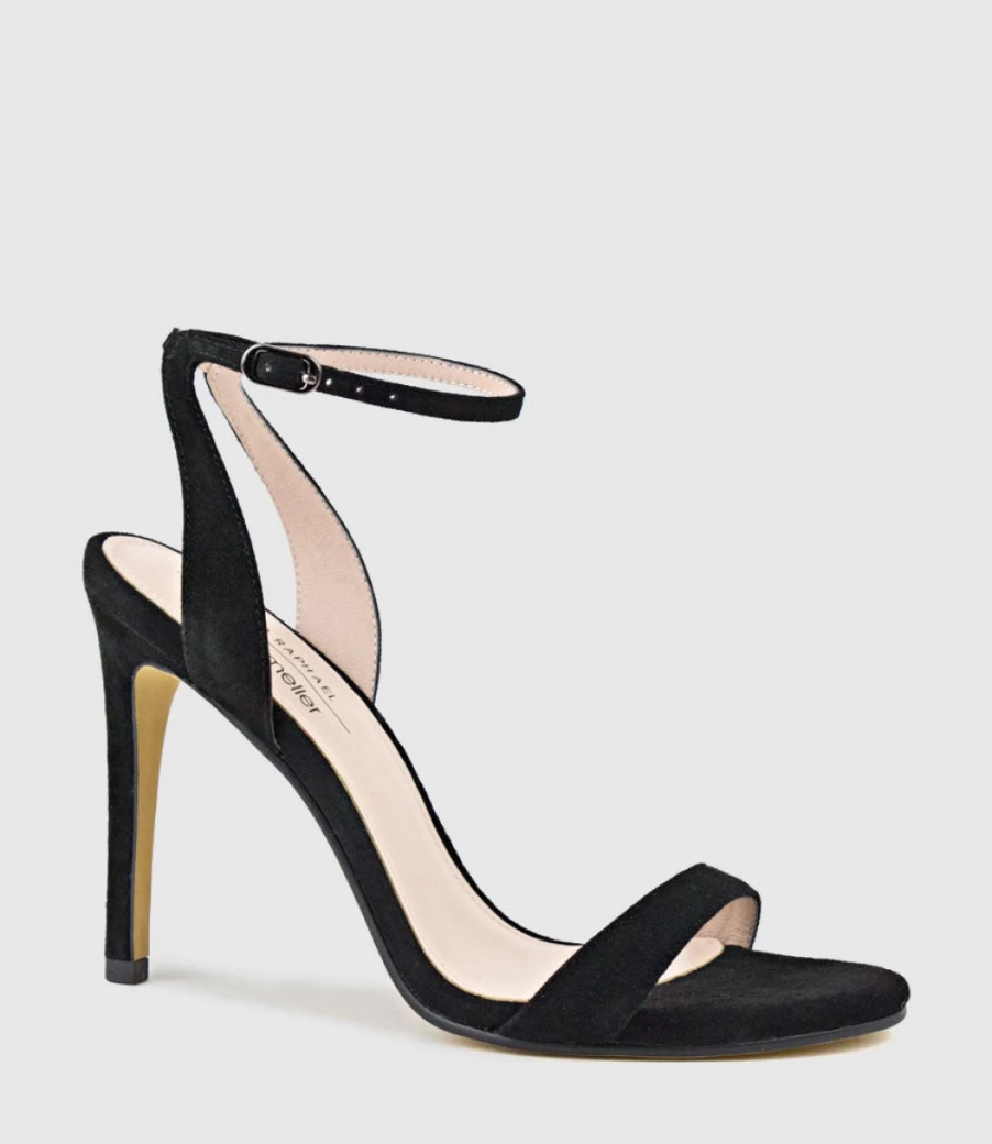 Edward Meller Women's Wisp100 Single Strap Black Suede Sandals