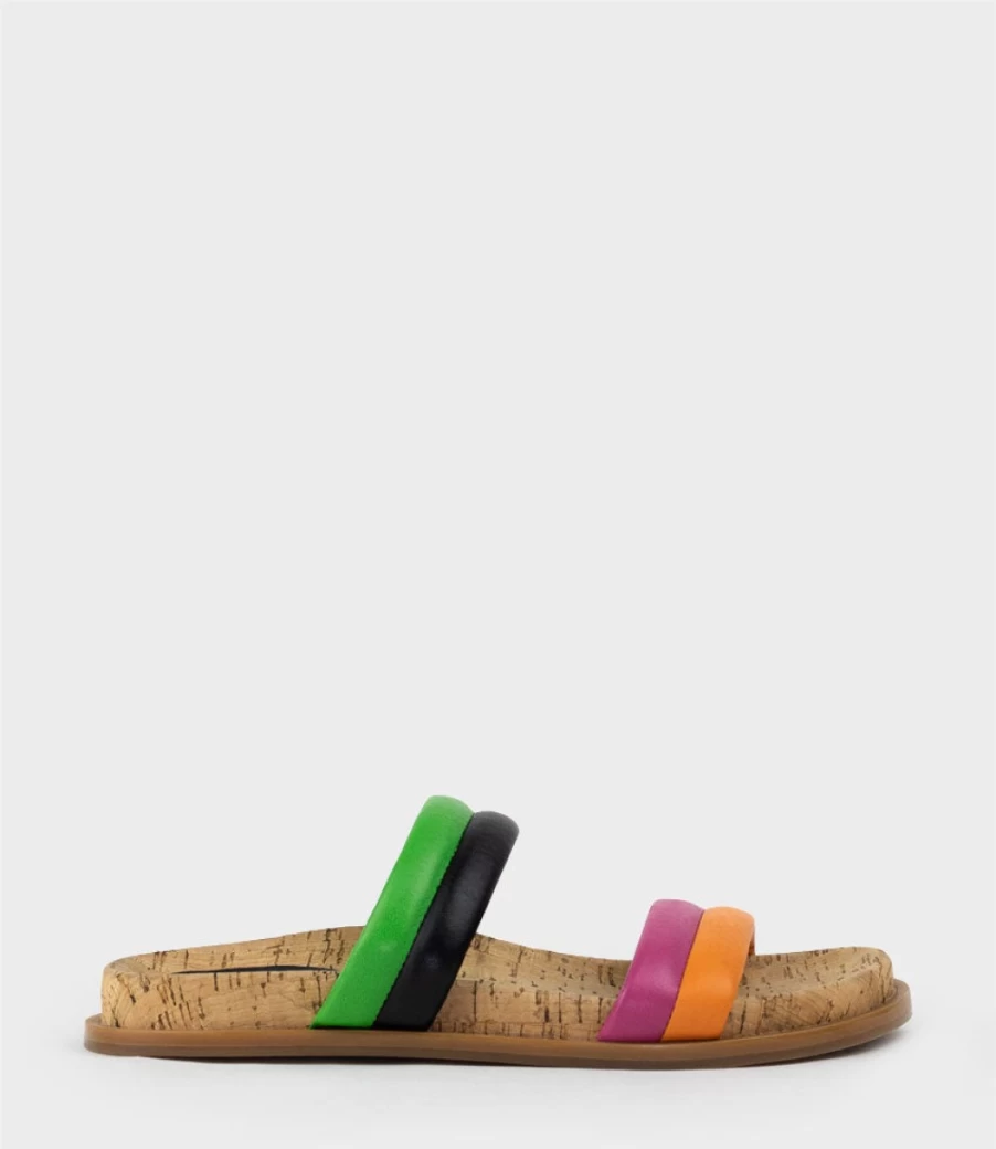 Edward Meller Women's Kinala Two Strap Slide Sandals in Multi-Color
