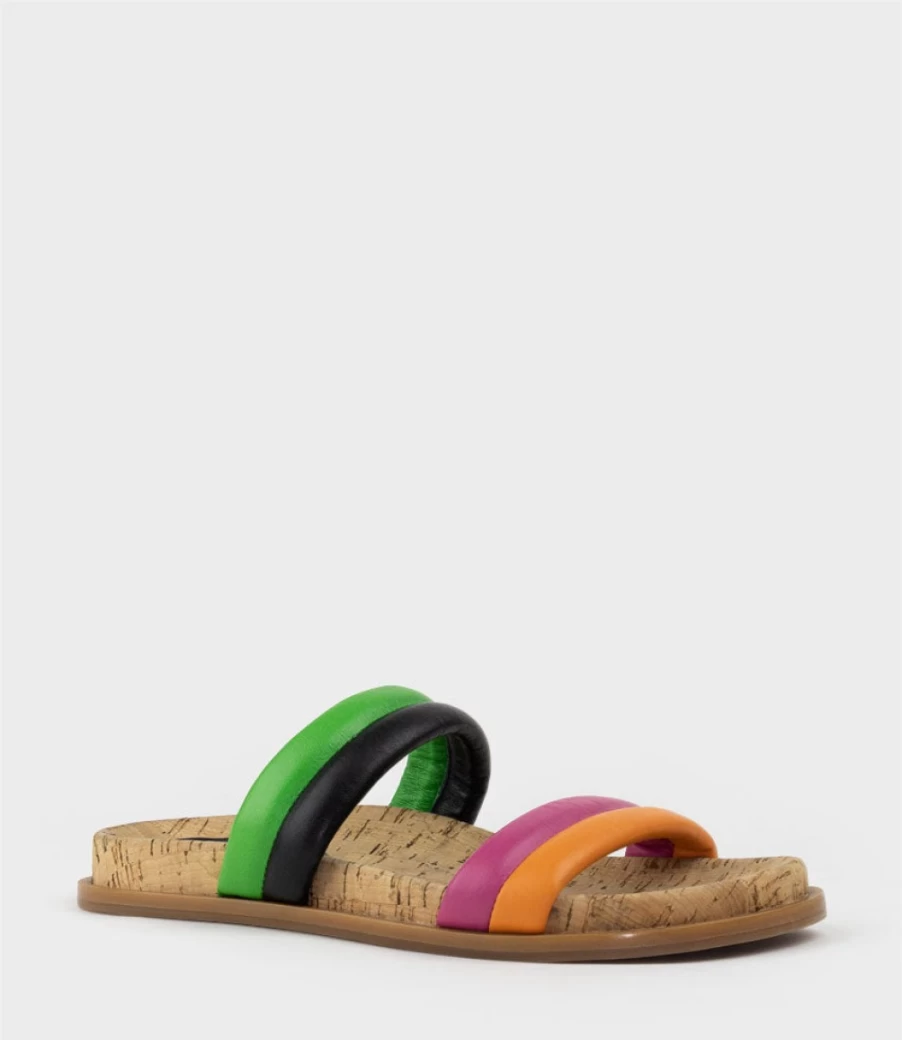 Edward Meller Women's Kinala Two Strap Slide Sandals in Multi-Color