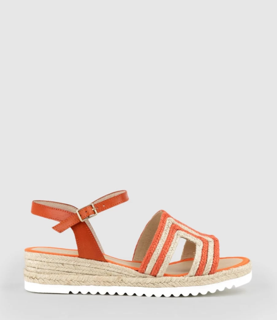 Edward Meller Women's Orange Mayan Geometric Weave Espadrilles