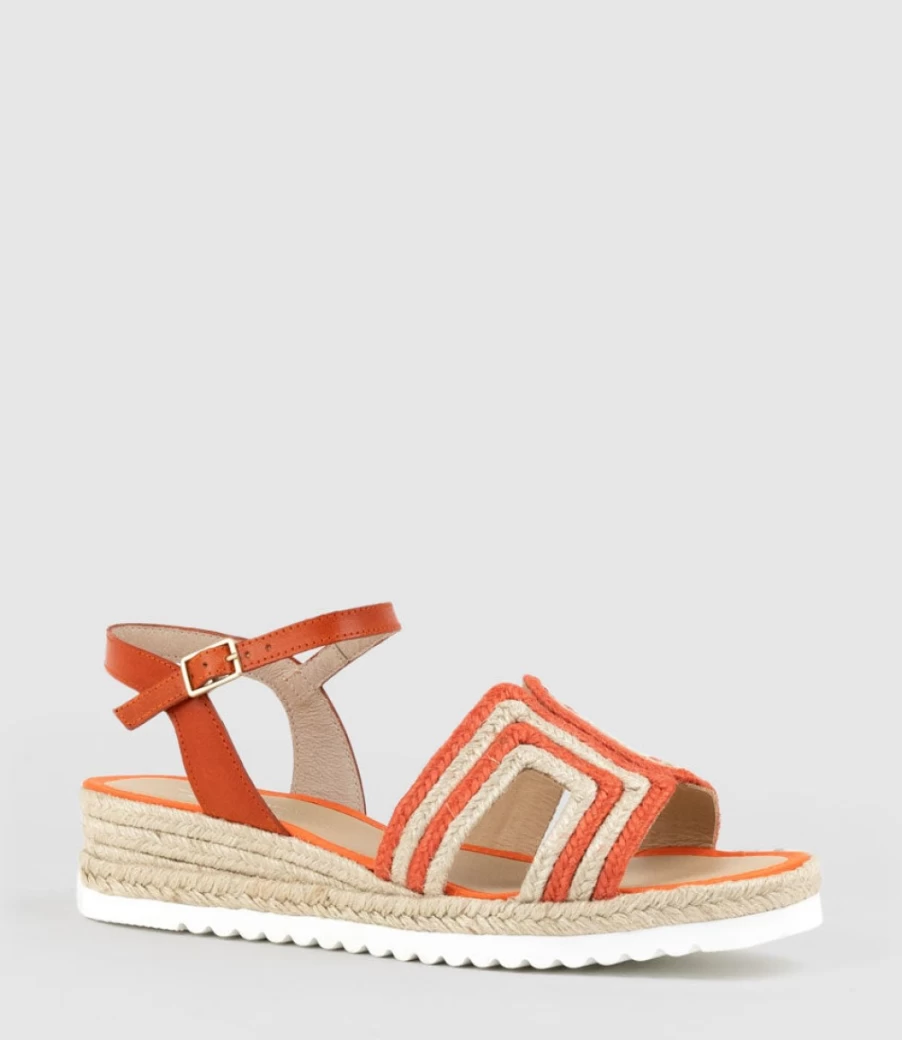 Edward Meller Women's Orange Mayan Geometric Weave Espadrilles