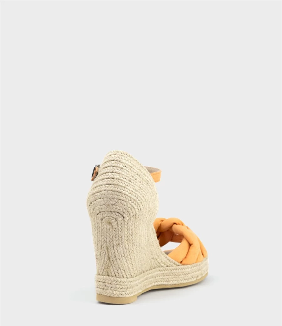 Edward Meller Women's Orange Suede Meena Braided Front Strap Espadrille Shoes