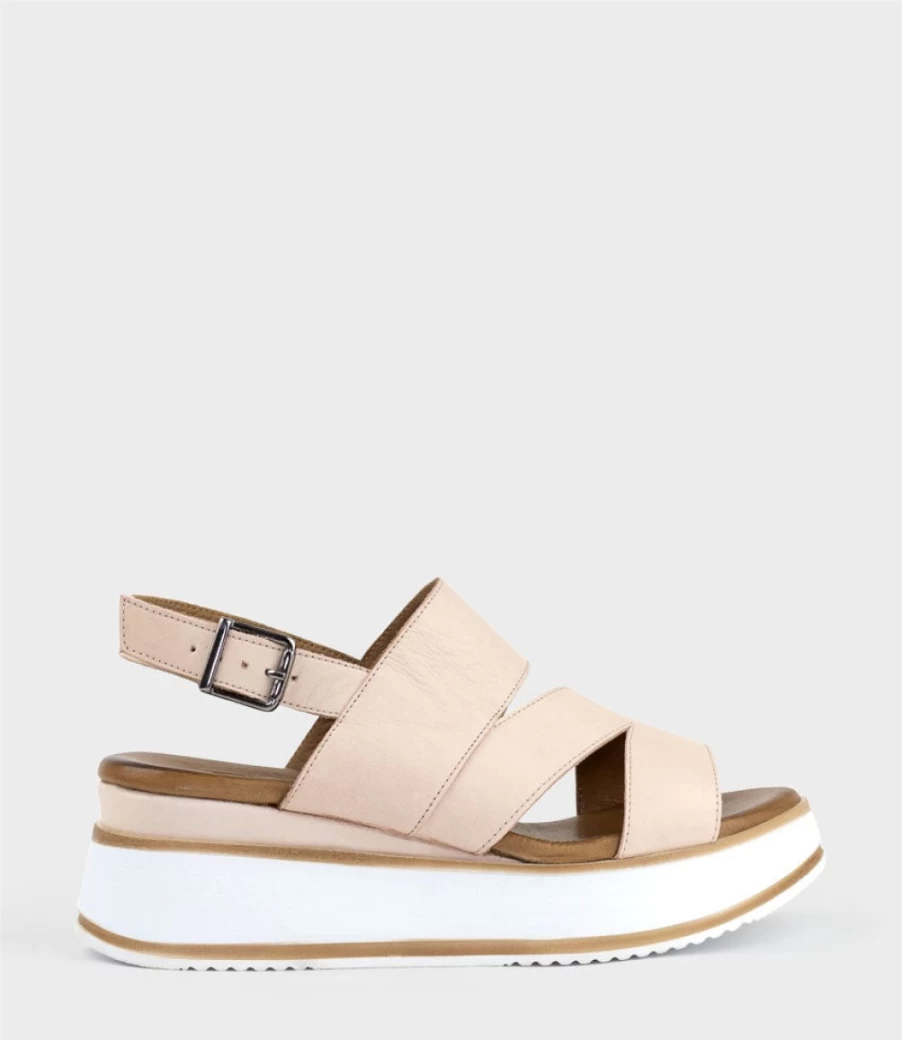 Edward Meller Women's Laith Asymmetrical Nude Sandals with Block Heel