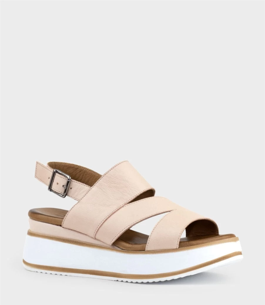 Edward Meller Women's Laith Asymmetrical Nude Sandals with Block Heel