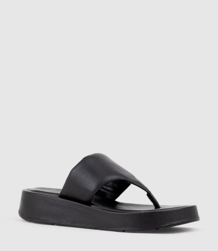 Edward Meller Women's Black Tarina Thong On Unit Sandals