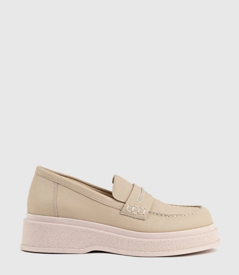 Edward Meller Women's Tan Georgia Loafers with Coloured Sole