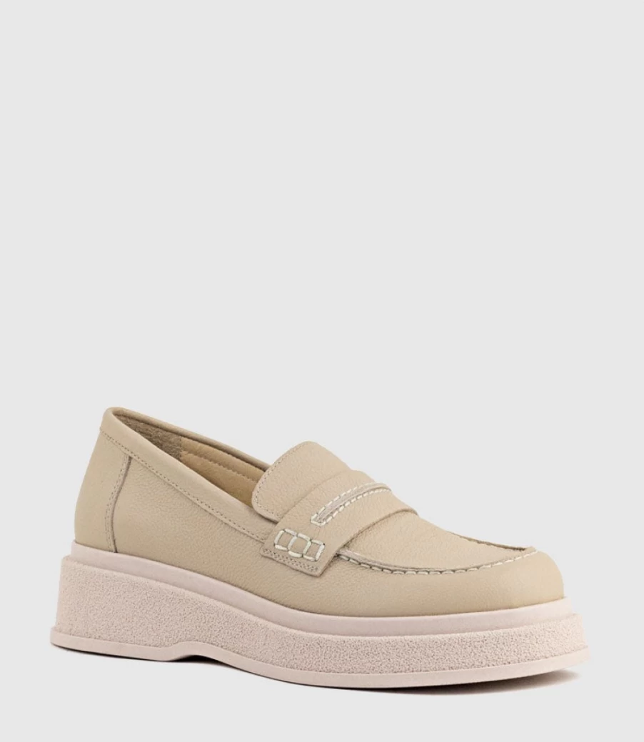 Edward Meller Women's Tan Georgia Loafers with Coloured Sole