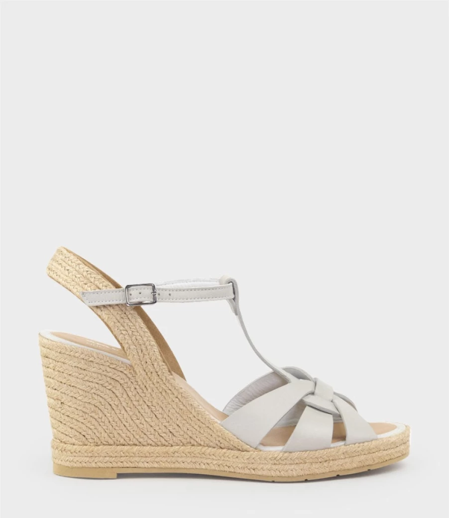 Edward Meller Women's Grey Maren T-Bar Espadrille Shoes