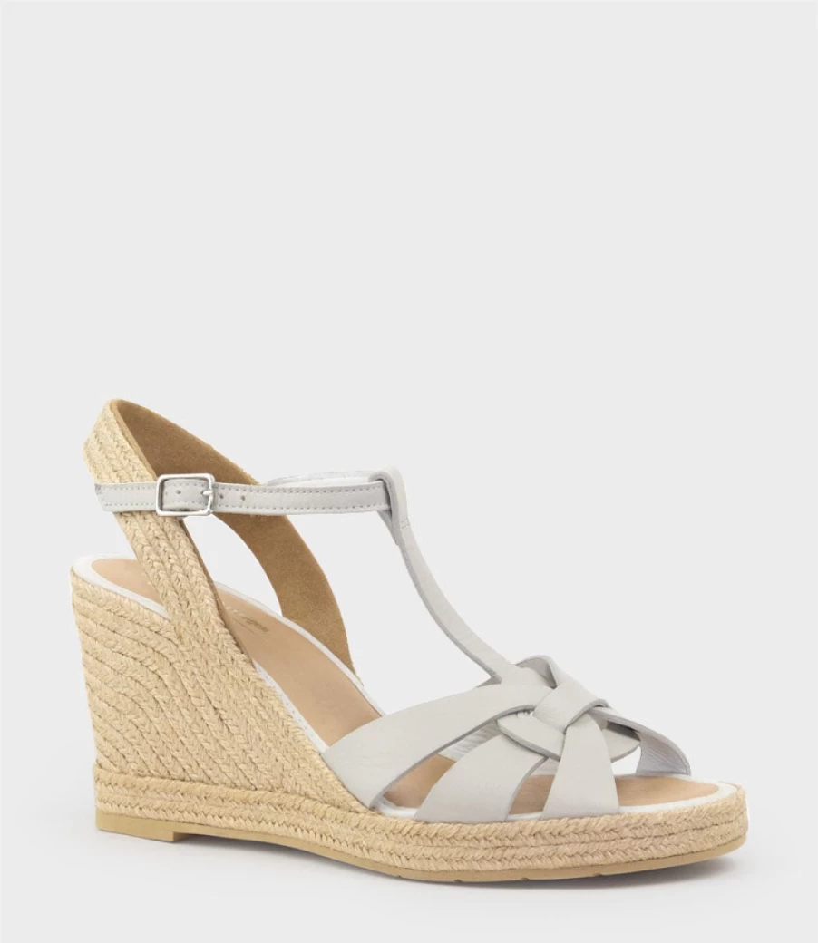 Edward Meller Women's Grey Maren T-Bar Espadrille Shoes