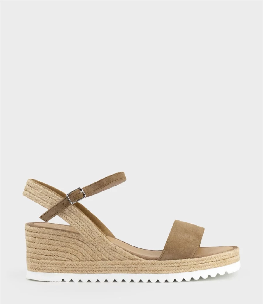 Edward Meller Women's Taupe Suede Mylo Single Strap Espadrille Sandals