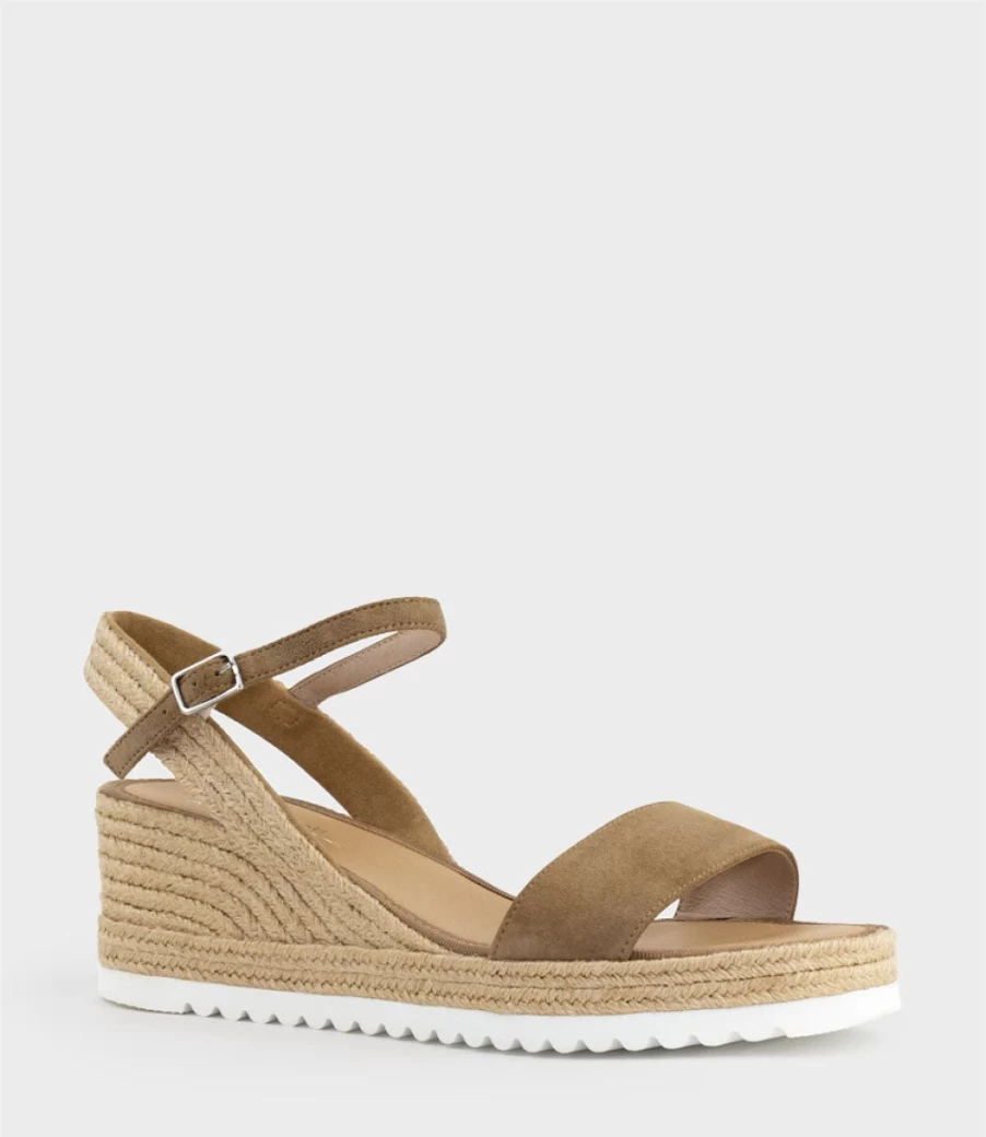 Edward Meller Women's Taupe Suede Mylo Single Strap Espadrille Sandals