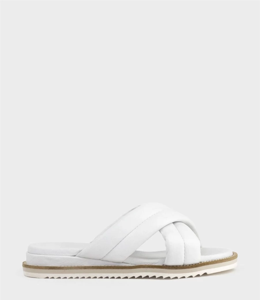 Edward Meller Women's Keyla White Crossover Slide Sandals