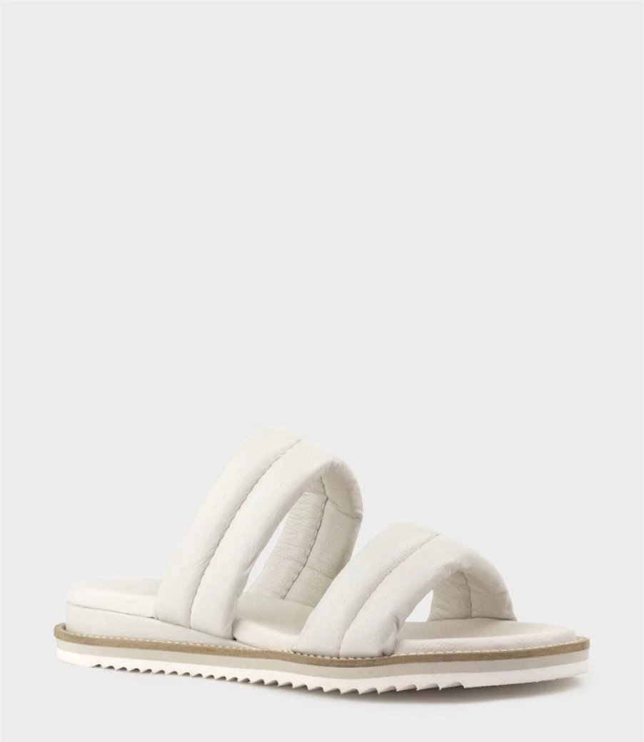 Edward Meller Women's Karsyn Two-Strap Slide Sandals in Off-White