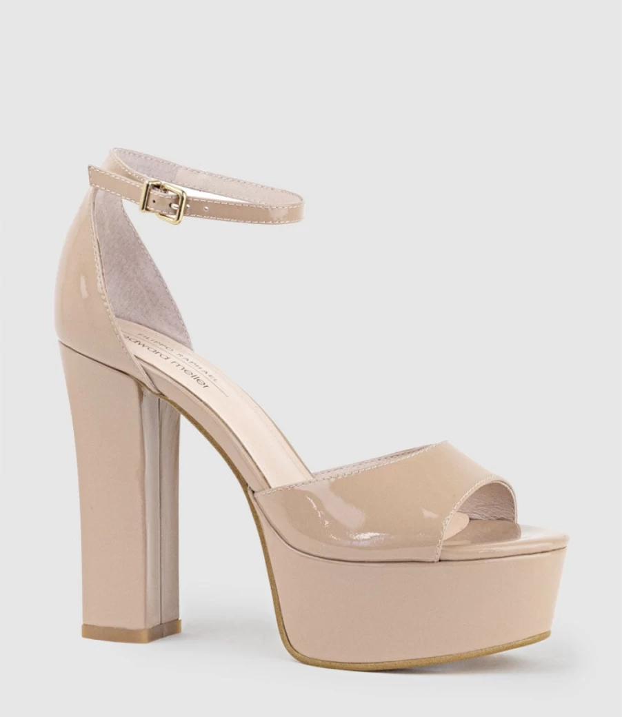 Edward Meller Women's Roxy125 Nude Patent Open Toe Platform Sandals