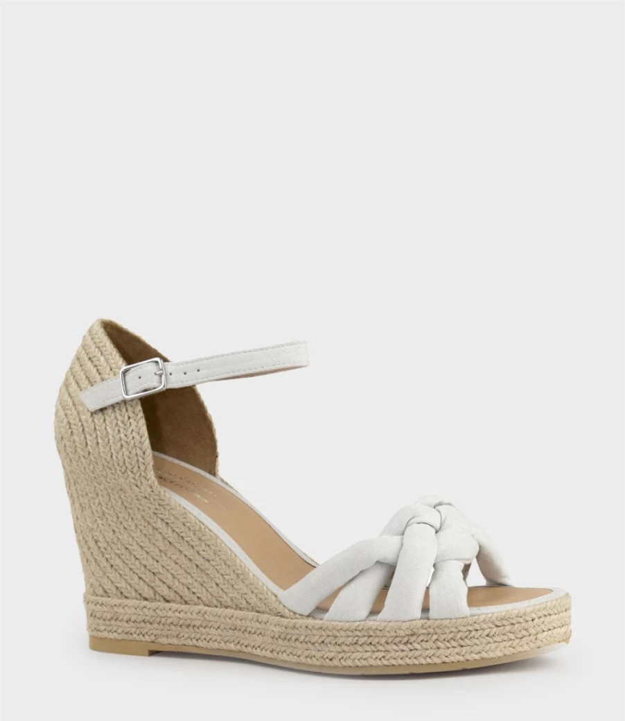 Edward Meller Women's Meena Offwhite Suede Braided Front Strap Espadrille Sandals