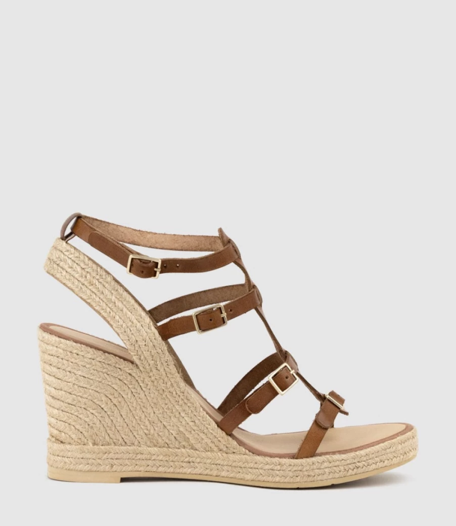 Edward Meller Women's Marcelle Multi Buckle Tan Espadrille Sandals