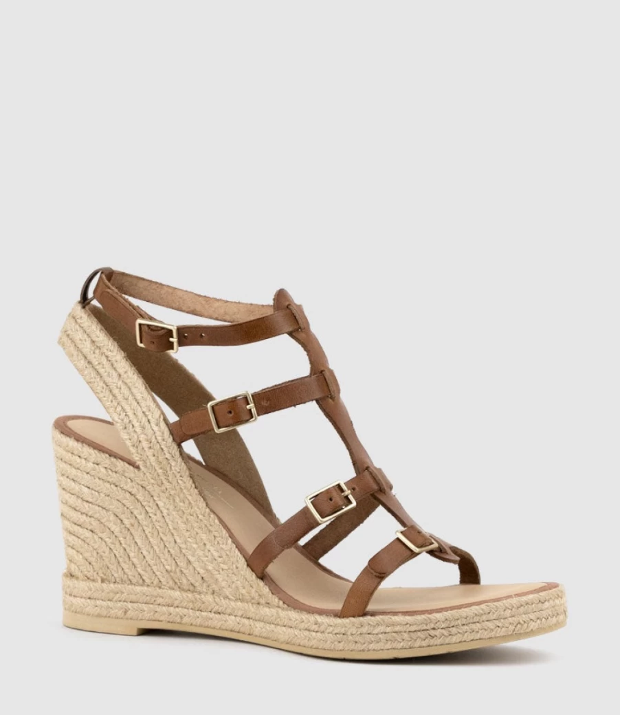 Edward Meller Women's Marcelle Multi Buckle Tan Espadrille Sandals