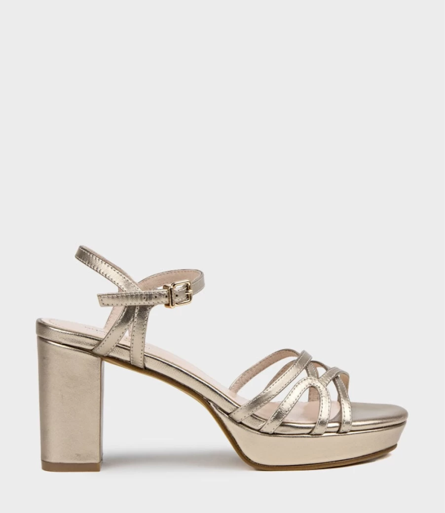 Edward Meller Women's Riva80 Multistrap Platform Sandal in Rose Gold - Stylish Comfort Summer Footwear