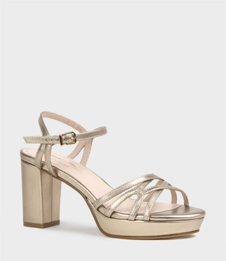 Edward Meller Women's Riva80 Multistrap Platform Sandal in Rose Gold - Stylish Comfort Summer Footwear