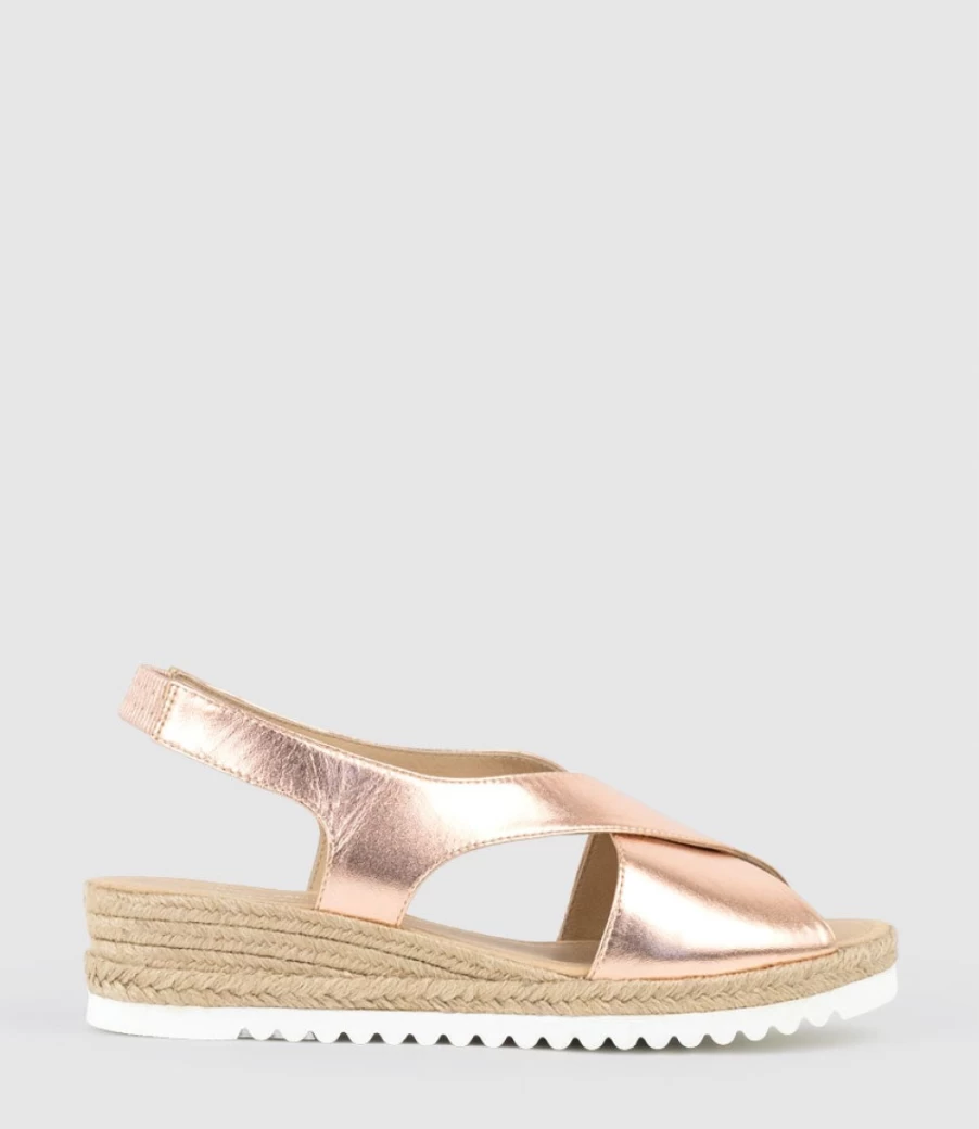 Edward Meller Women's Rosegold Crossover Espadrille Sandals