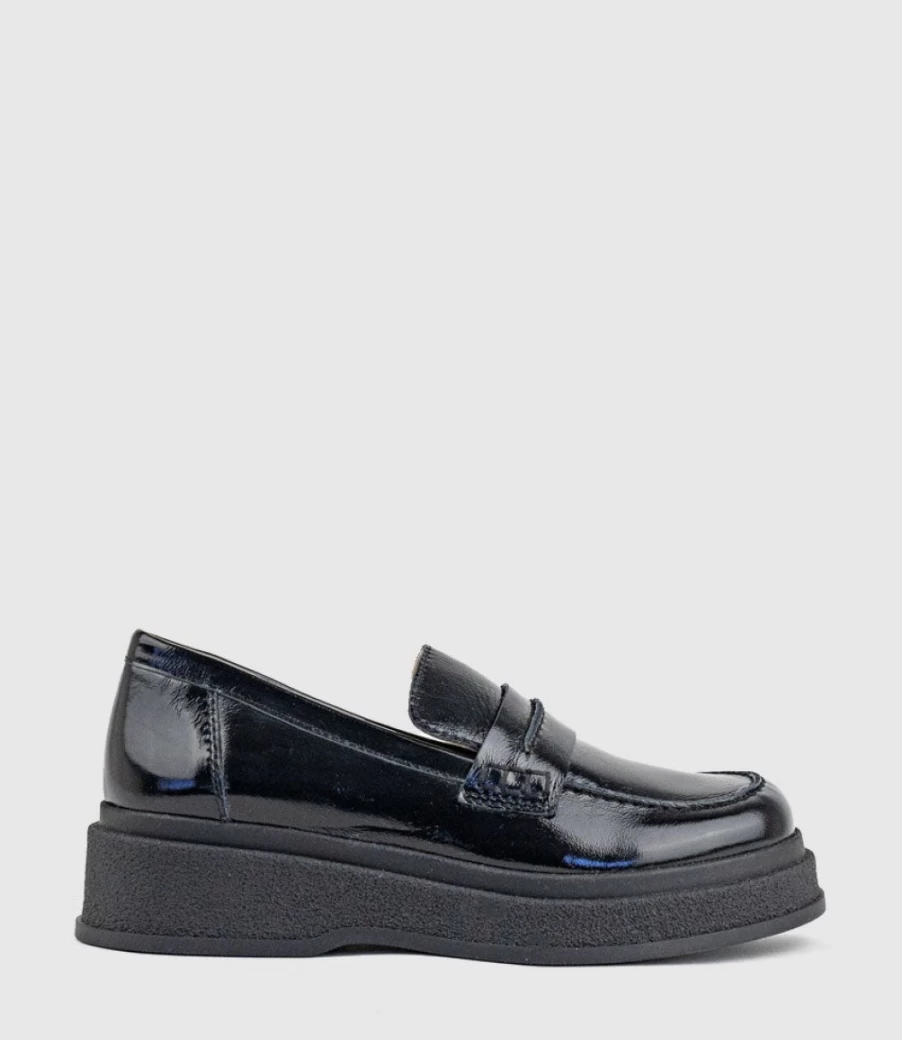 Edward Meller Women's Black Patent Georgia Loafers with Coloured Sole