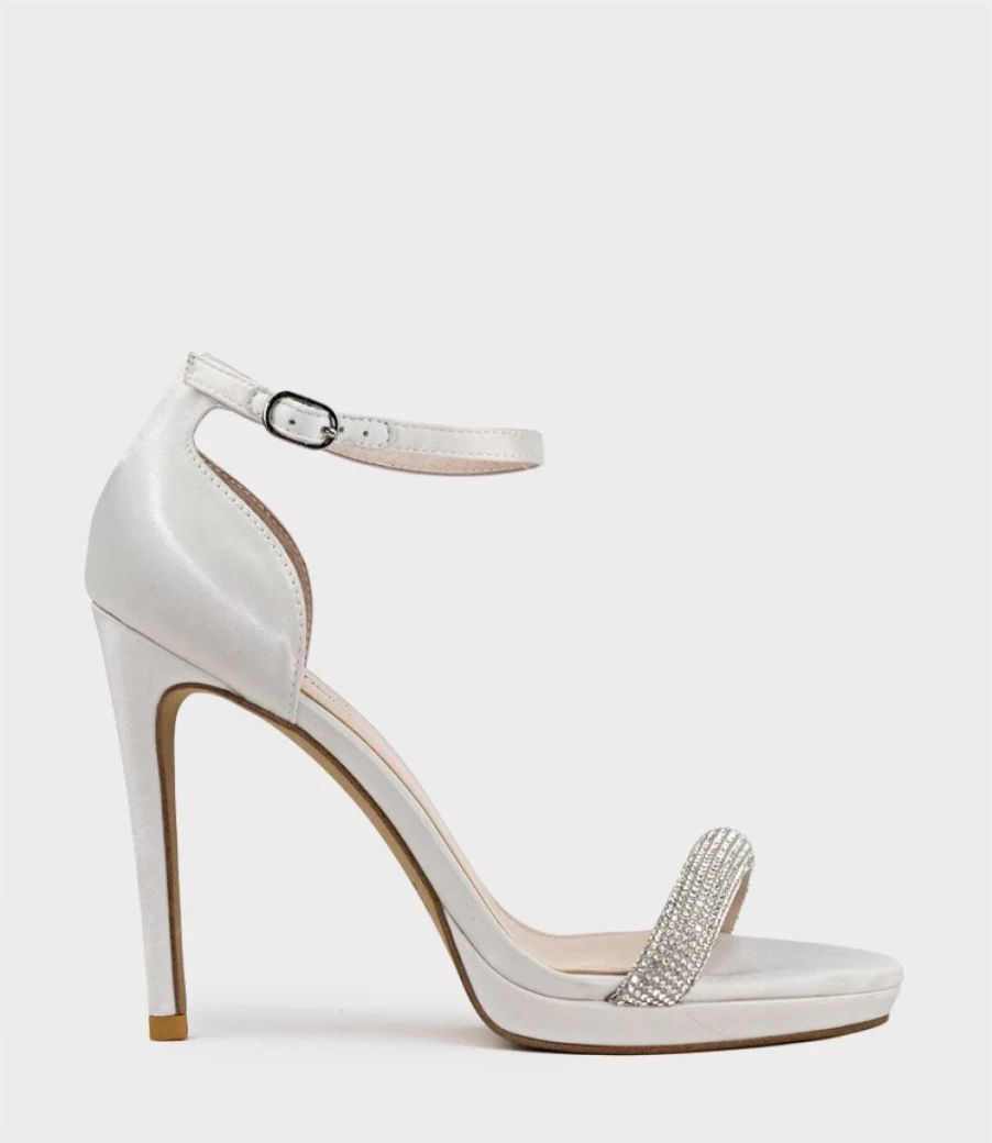 Edward Meller Women's Ivory Satin Diamond Band Platform Sandals - Wistful110