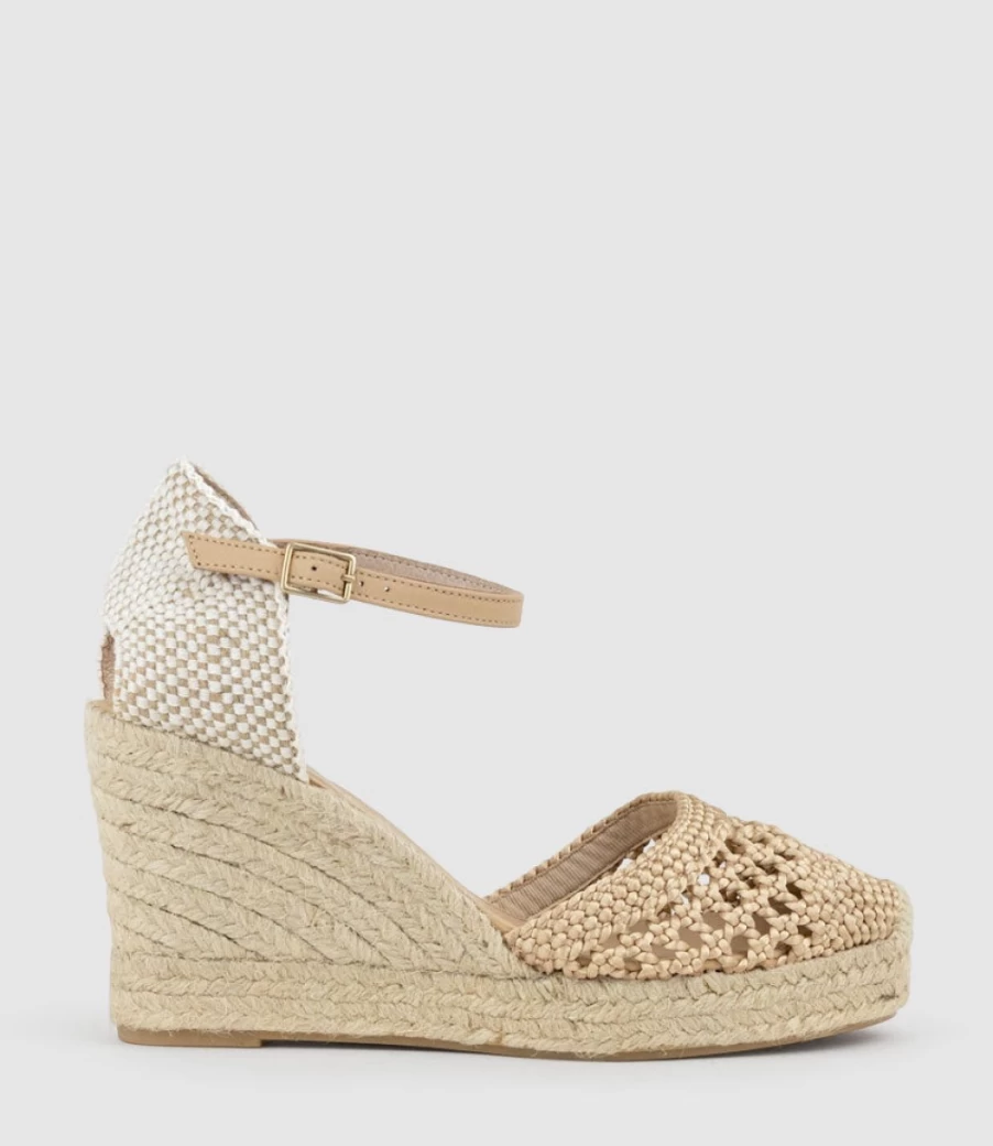 Edward Meller Women's Beige Madras Closed Toe Espadrille Flats