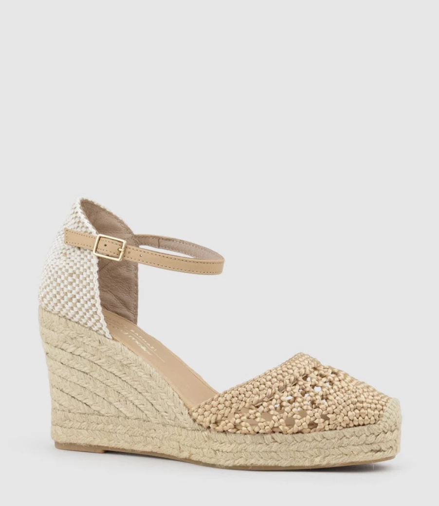 Edward Meller Women's Beige Madras Closed Toe Espadrille Flats