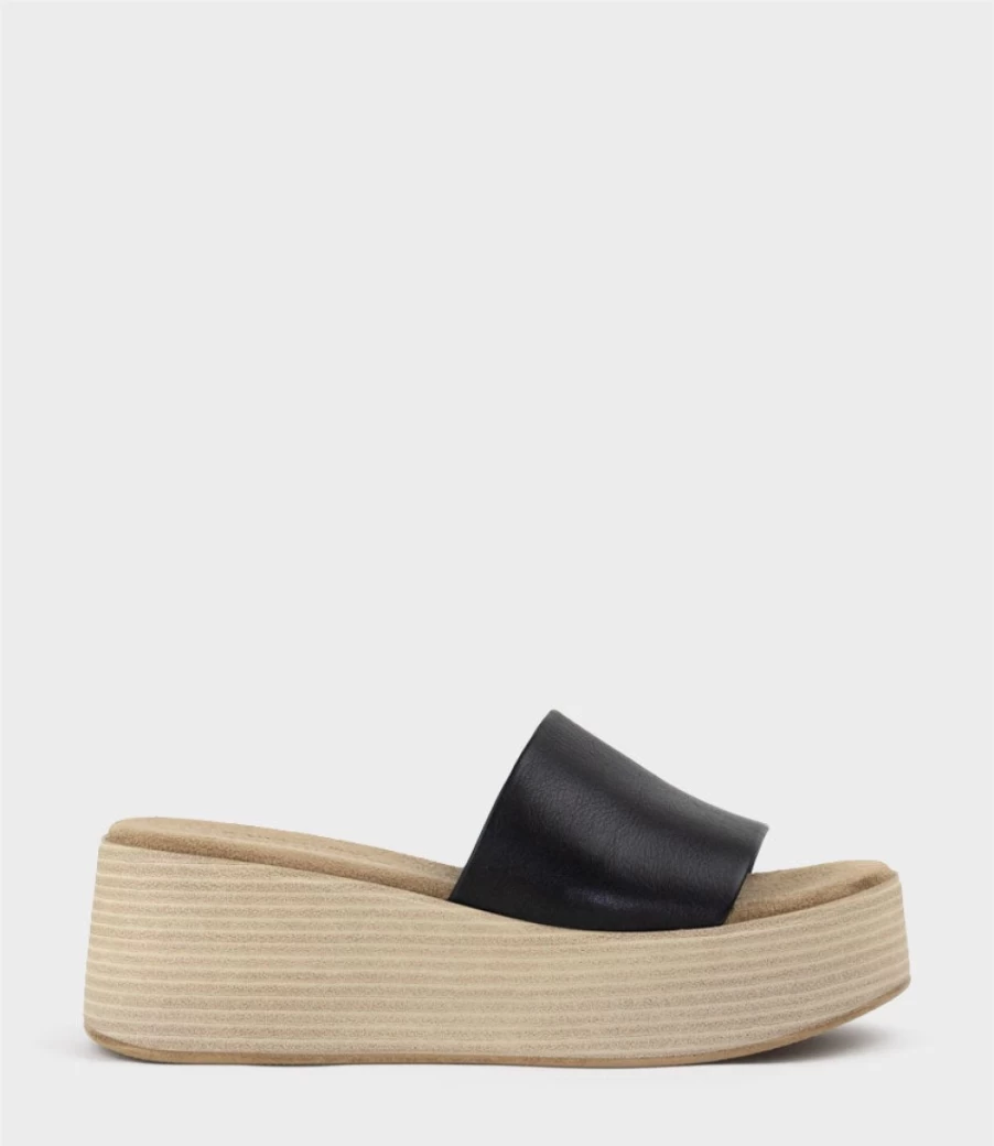 Edward Meller Women's Levon Black Slide On Wedge Sandals