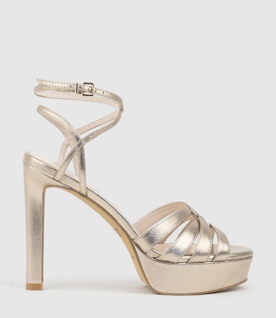 Edward Meller Women's Syren110 Rose Gold Ankle Wrap Platform Sandals