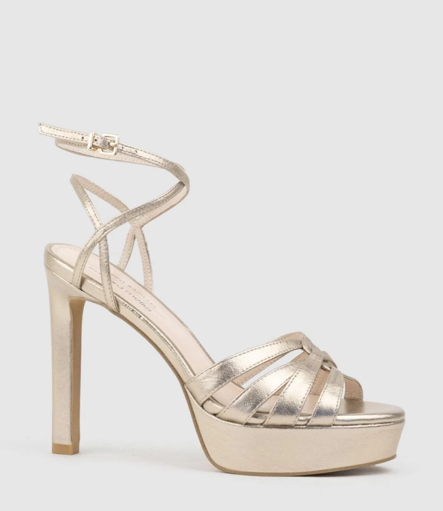 Edward Meller Women's Syren110 Rose Gold Ankle Wrap Platform Sandals