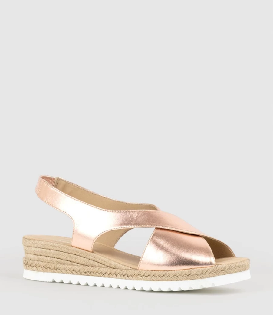 Edward Meller Women's Rosegold Crossover Espadrille Sandals