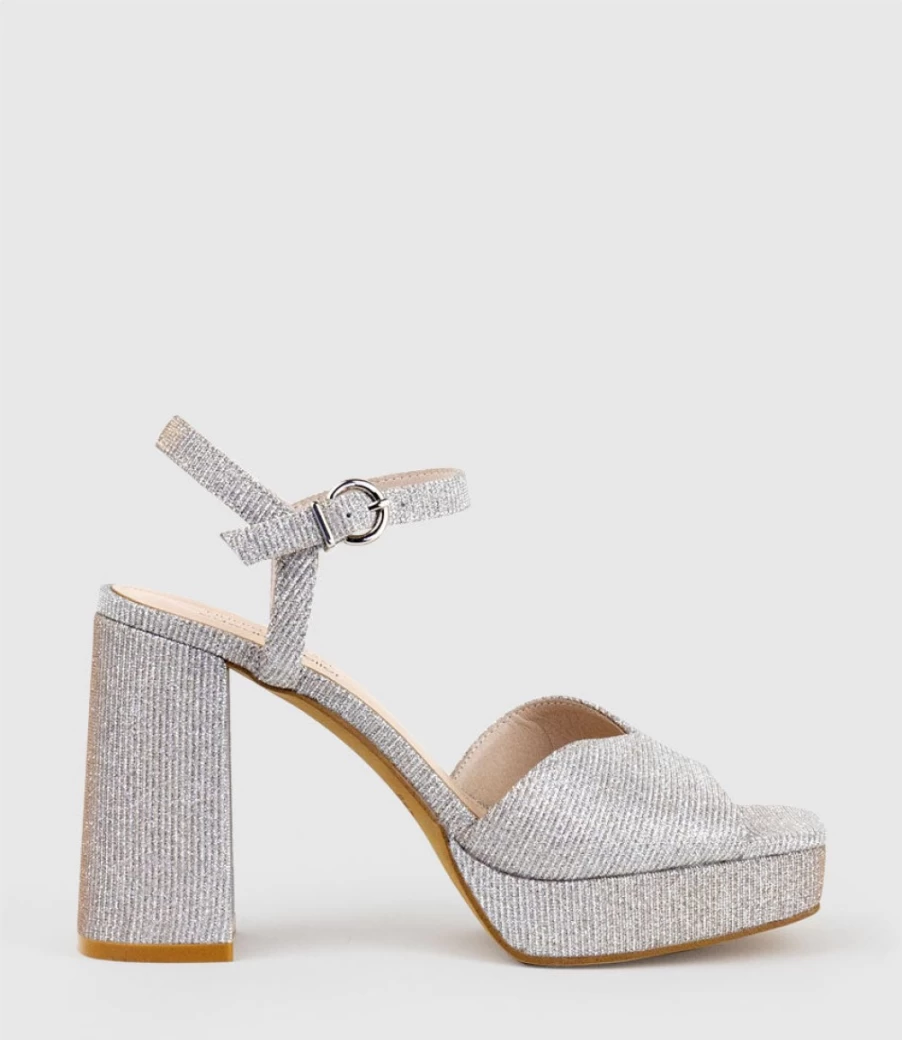 Edward Meller Women's Rhiana95 V Throat Platform Sandal - Silver Ritz Style High Heels