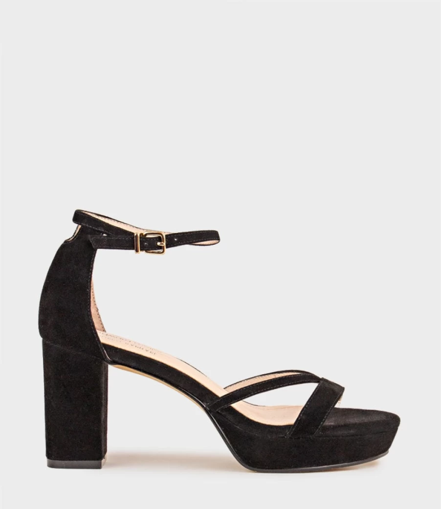 Edward Meller Women's Rina80 Black Suede Platform Sandals