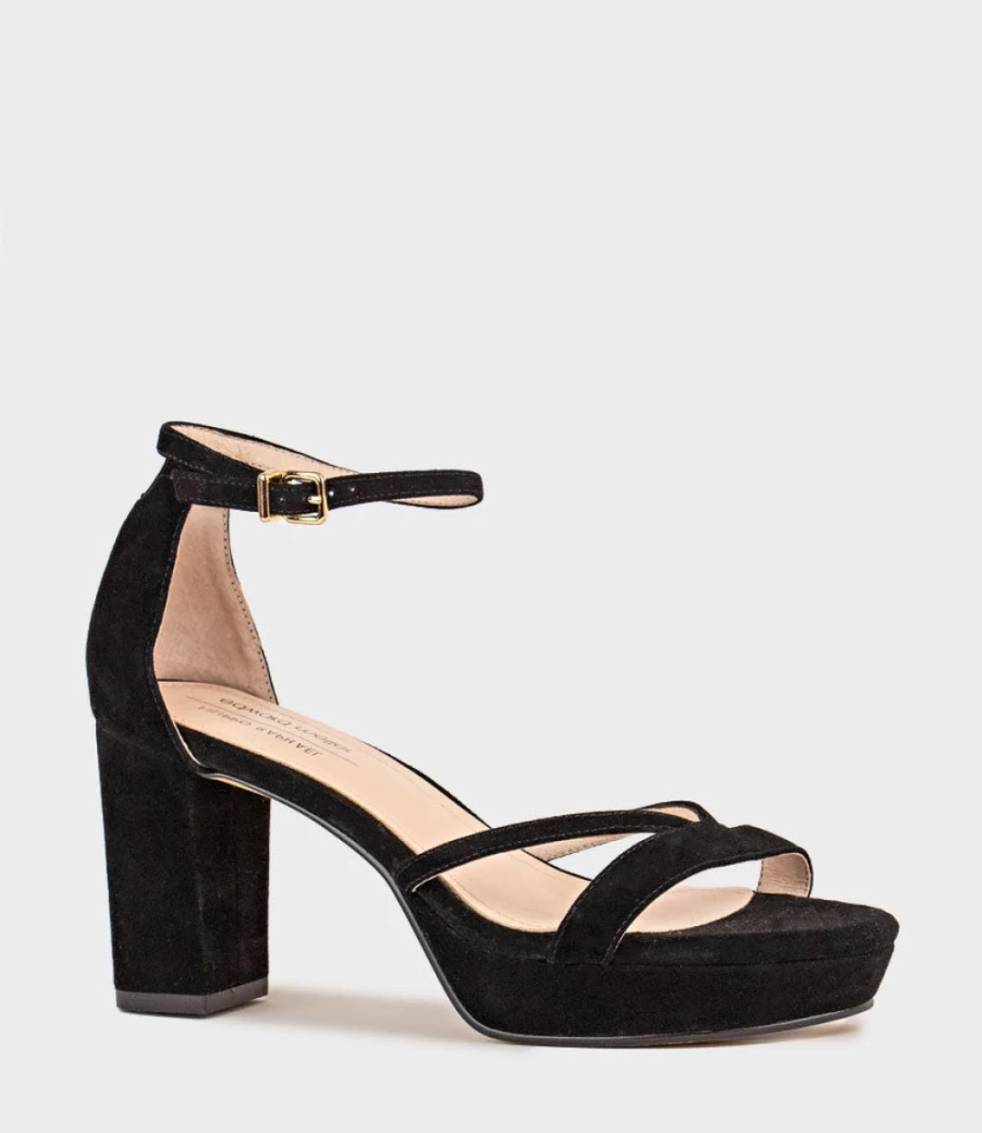 Edward Meller Women's Rina80 Black Suede Platform Sandals