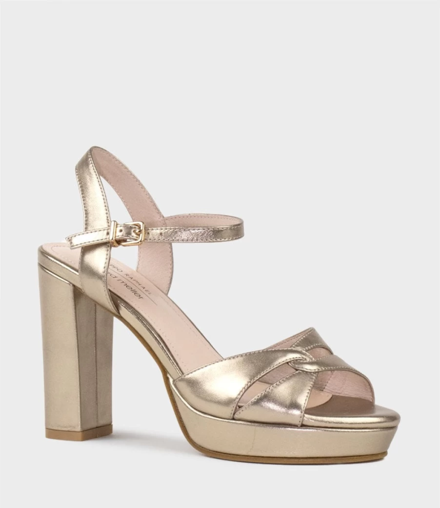 Edward Meller Women's Regent100 Rosegold Interlocked Platform Sandal