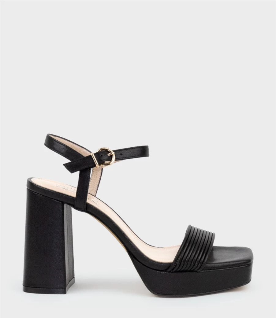Edward Meller Women's Rialto95 Black Banded Strap Platform Sandals