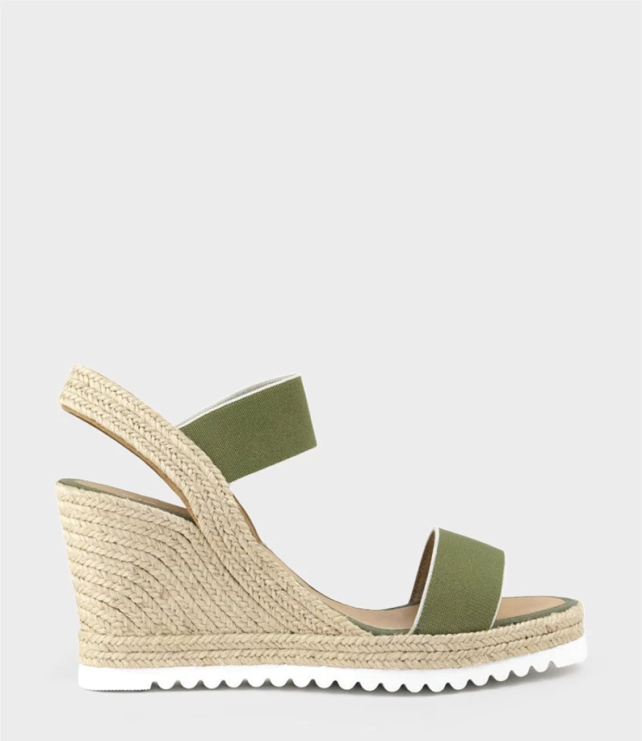 Edward Meller Women's Mya Khaki Two-Strap Elastic Espadrille Sandals