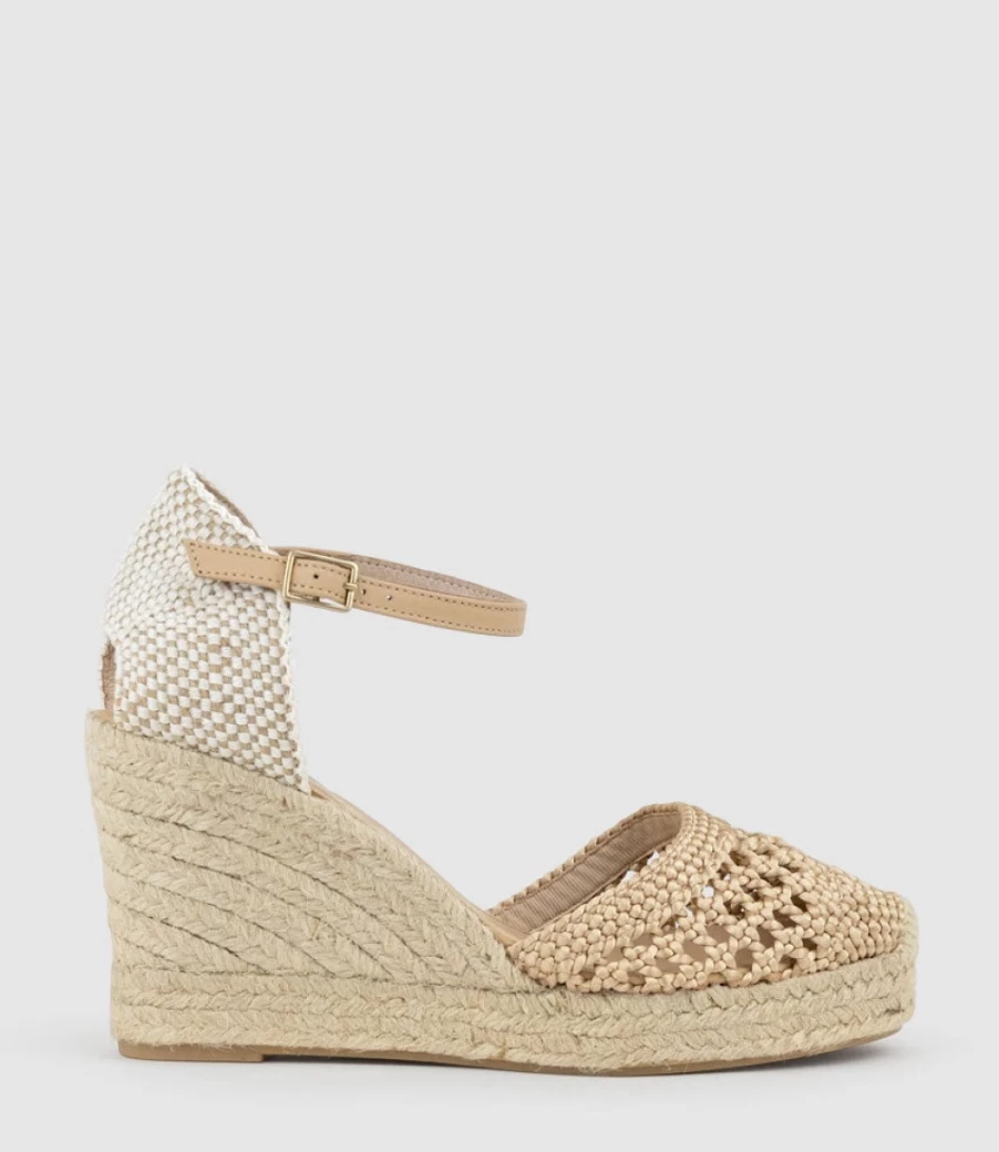 Edward Meller Women's Beige Madras Closed Toe Espadrille Flats