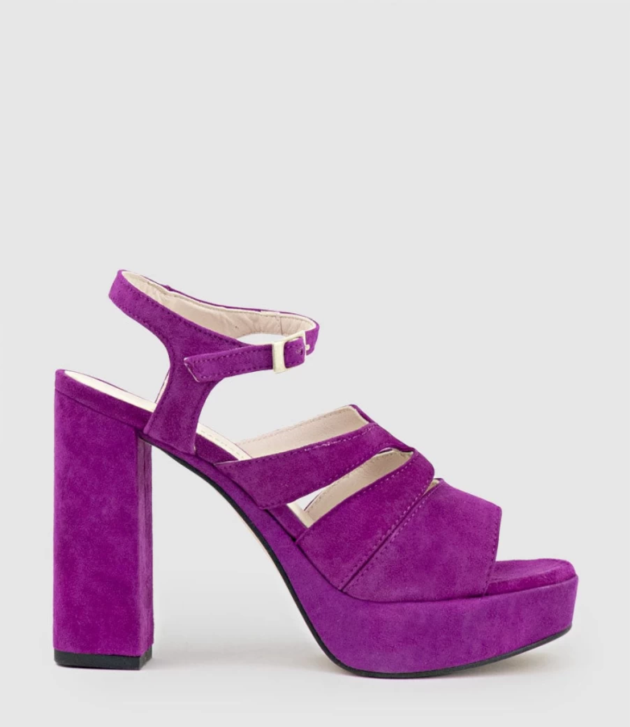 Edward Meller Women's Reya100 Magenta Suede Open Toe Platform Sandals