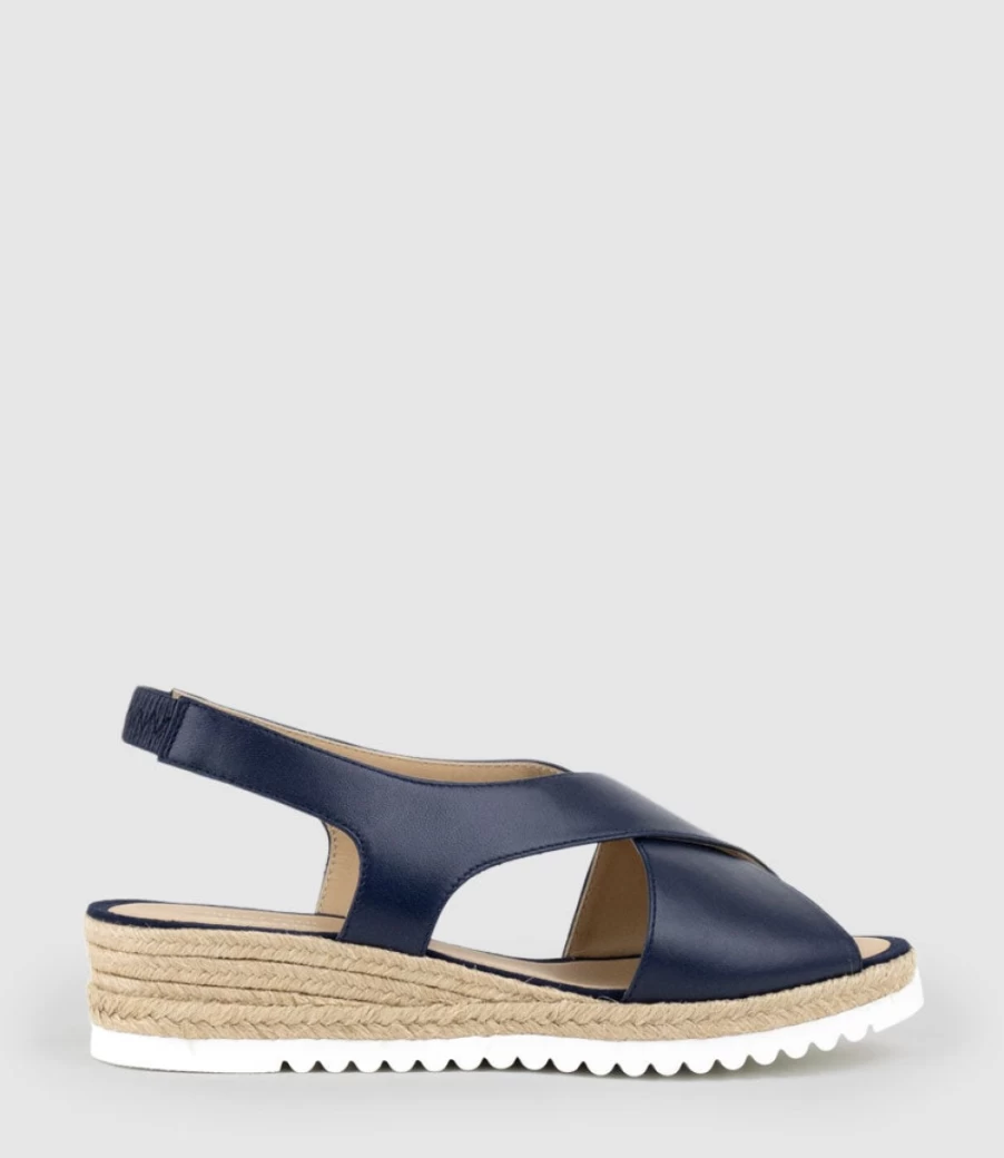 Edward Meller Women's Navy Crossover Espadrille Sandals