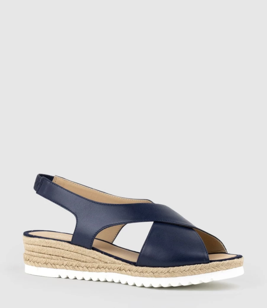 Edward Meller Women's Navy Crossover Espadrille Sandals