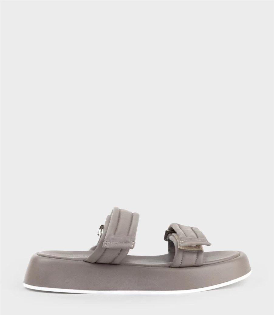 Edward Meller Women's Hamlet Taupe Quilted Slide-On Sandals with Strap