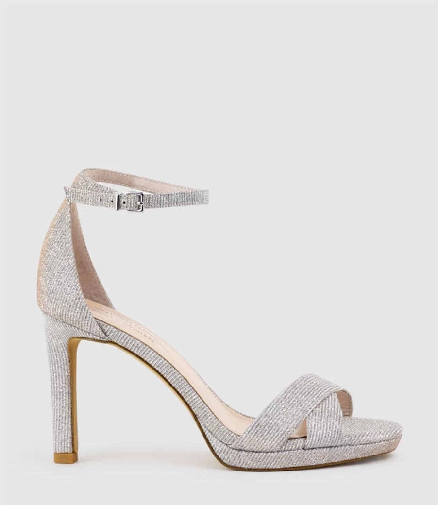 Edward Meller Women's Santo90 Silver Asymmetrical Platform Sandals - Fashion Ritz Design